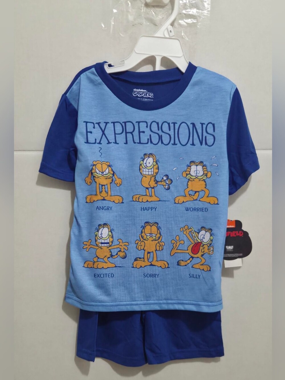 Boy's Garfield Pajamas Set T-Shirt and Shorts Size 6 Toddler